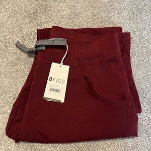 Figs Kade Cargo Burgundy Scrub Pants